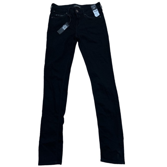 River Island Black Taylor Skinny Jeans/ Pants Faux Leather Trim NWT Size UK 10L - Picture 1 of 12